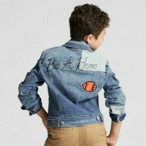 CAT & JACK Boys PATCHED Denim Jacket MEDIUM WASH Size 4 kids